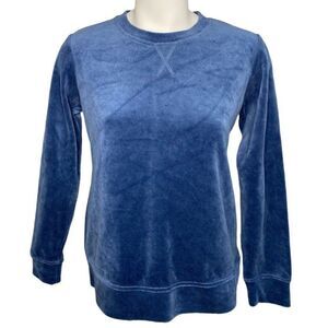 Karen Scott Petite Sweatshirt Top Women's XS Blue‎ Velour Soft Relaxed Crewneck